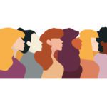 Illustration of side profiles of diverse women.