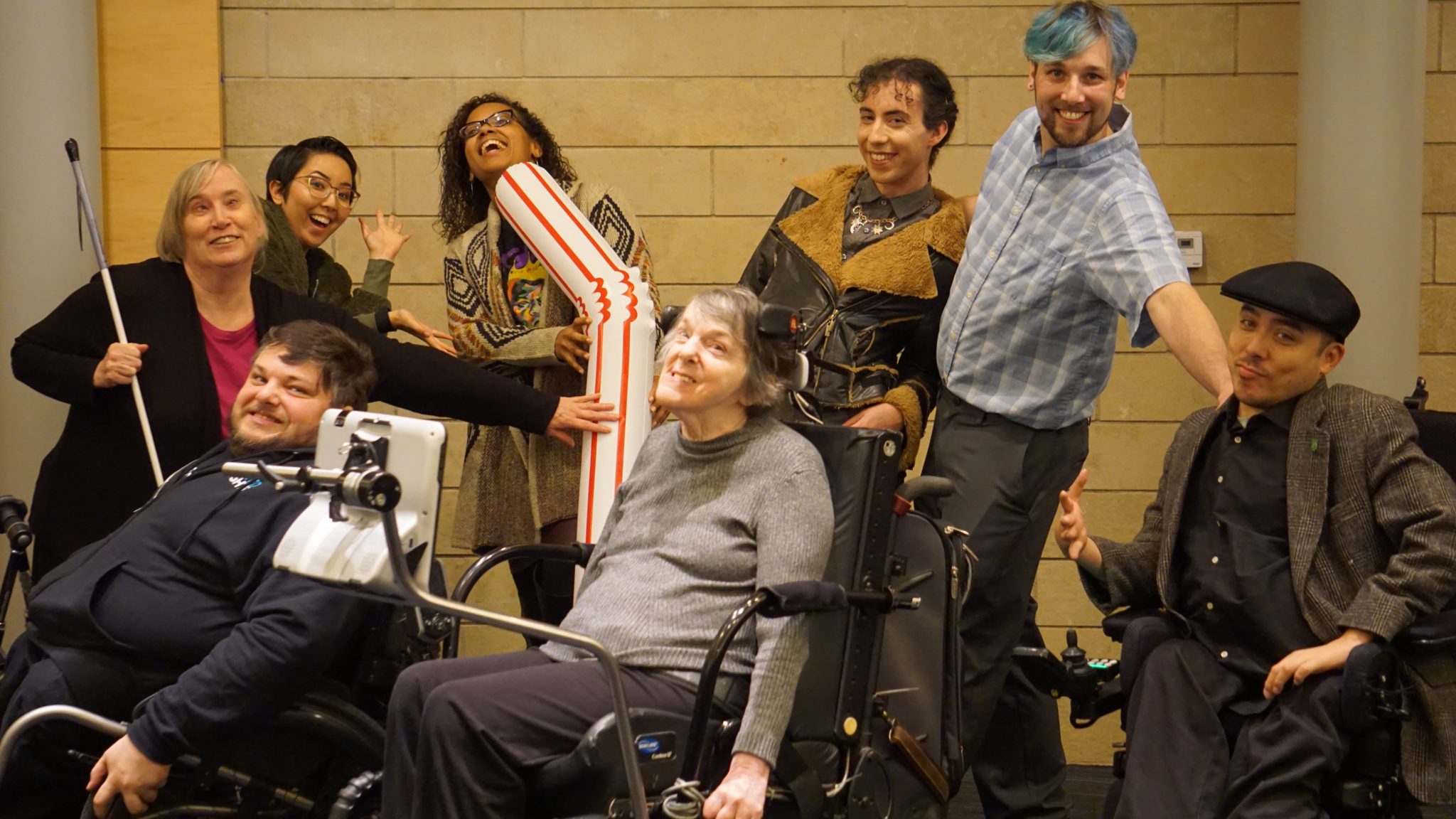 A group of people together at an event for people with disabilities.
