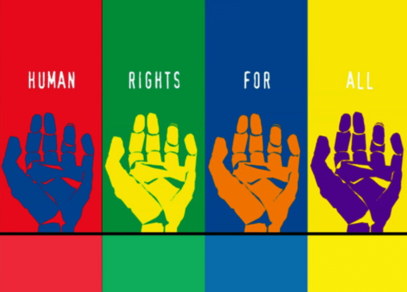 Colorful graphic with four hands. Text overlay reads 