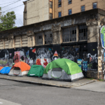 A tent encampment in downtown Seattle.