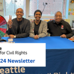 From L-to-R: Current King County Councilmember Girmay Zahilay; SOCR Deputy Director, Fahima Mohamed; Former King County Councilmember, Larry Gossett.