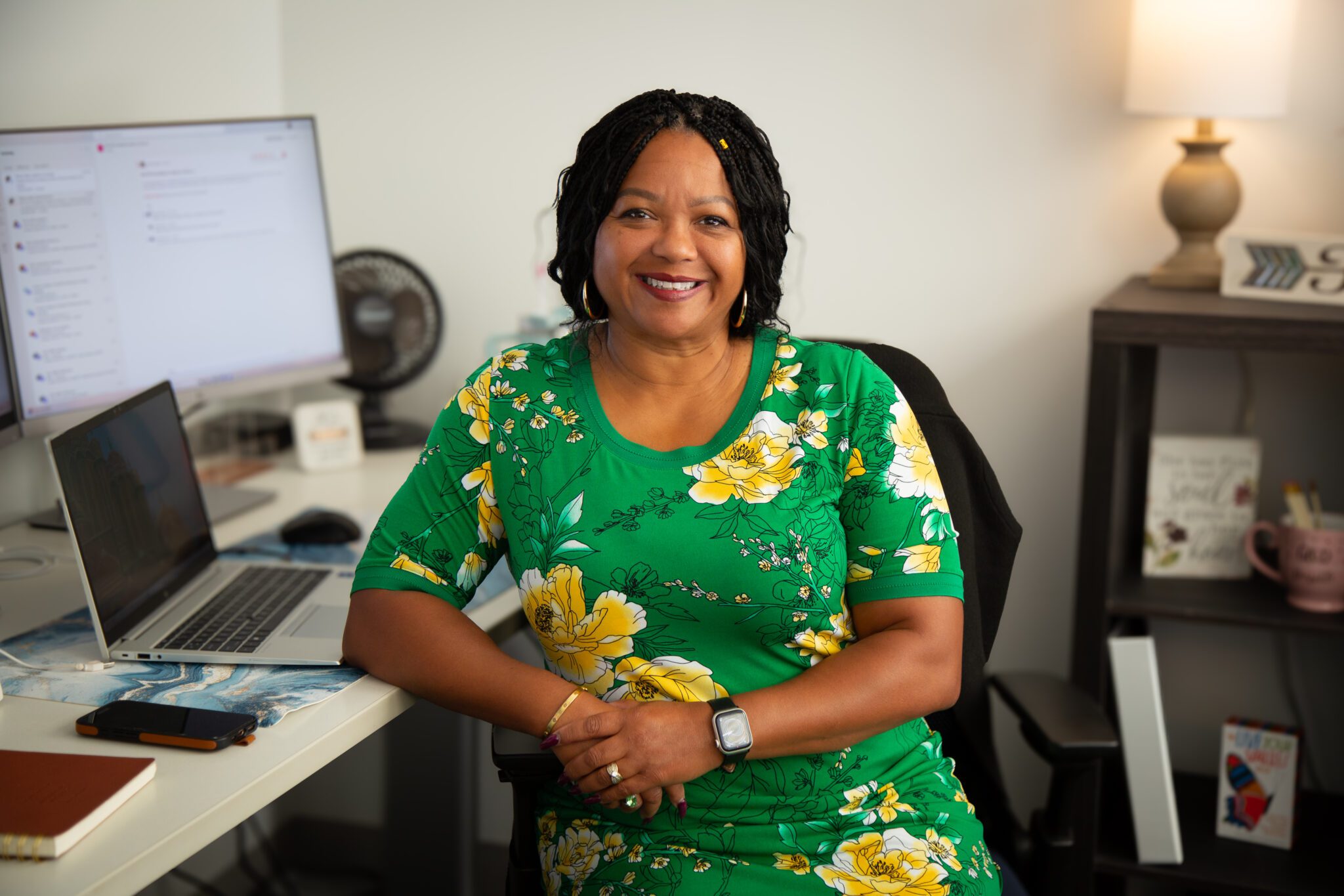 RSJI Division Director at SOCR, Denise Daniels sitting in her office.