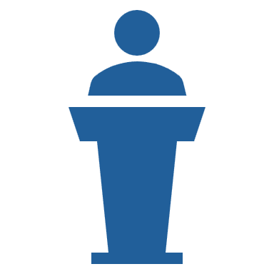 Icon of person speaking at a podium