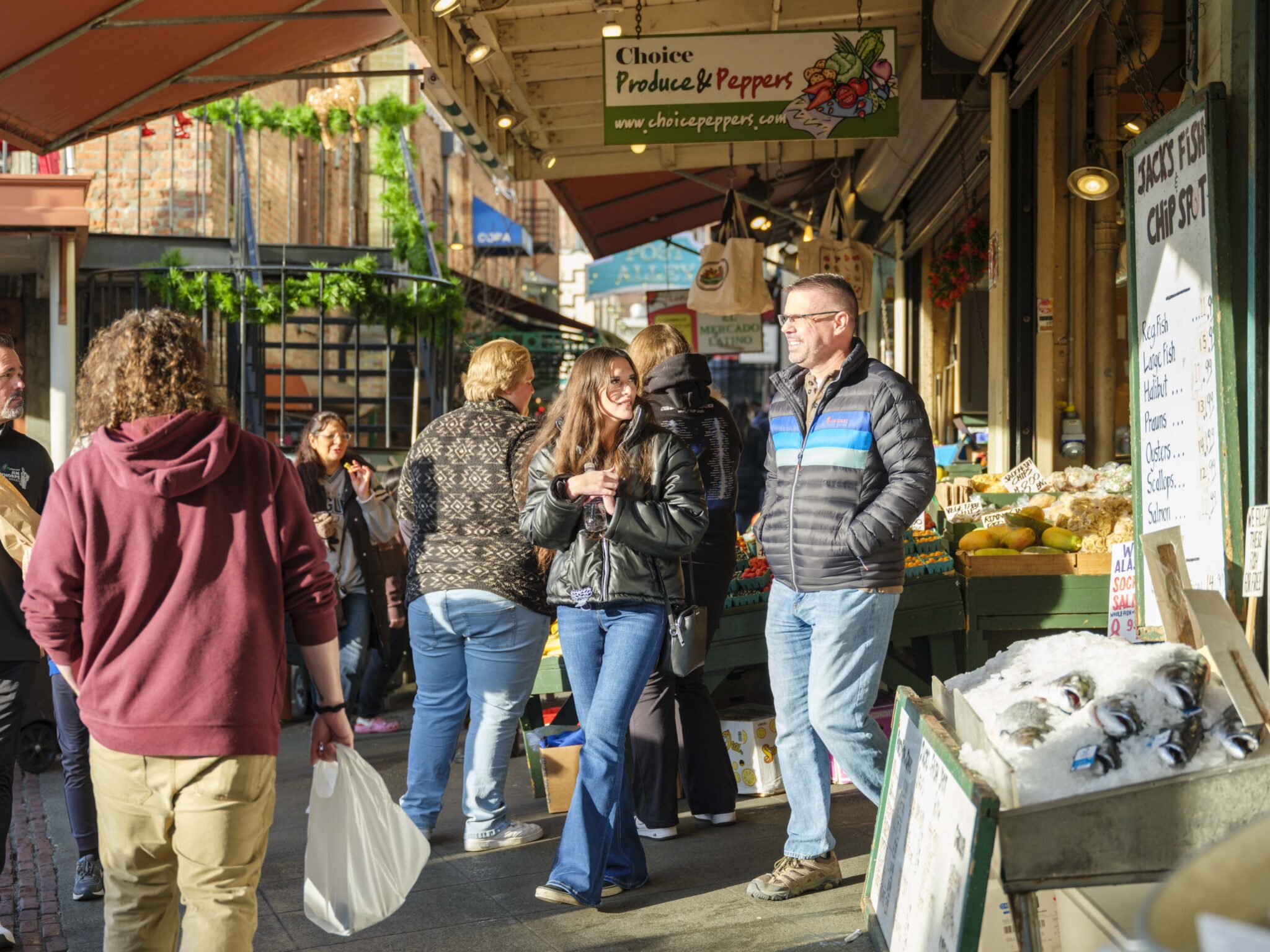 Many people browse shops at Pike Place Market